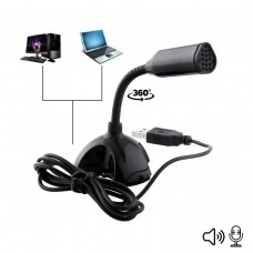 Microfone de Mesa com Fio USB Flexível 360° Redução de Ruído para PC/Notebook 13cm M-306